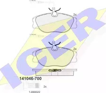 Icer 141046 - Kit de plaquettes de frein, frein à disque cwaw.fr