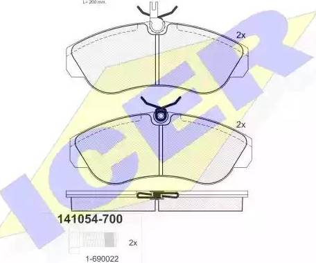 Icer 141054 - Kit de plaquettes de frein, frein à disque cwaw.fr