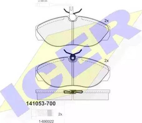 Icer 141053 - Kit de plaquettes de frein, frein à disque cwaw.fr