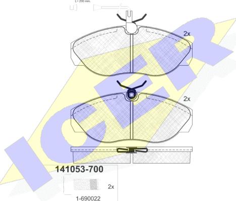 Icer 141053-700 - Kit de plaquettes de frein, frein à disque cwaw.fr