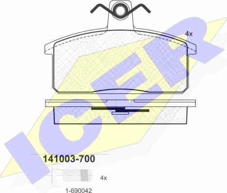 Icer 141003-700 - Kit de plaquettes de frein, frein à disque cwaw.fr