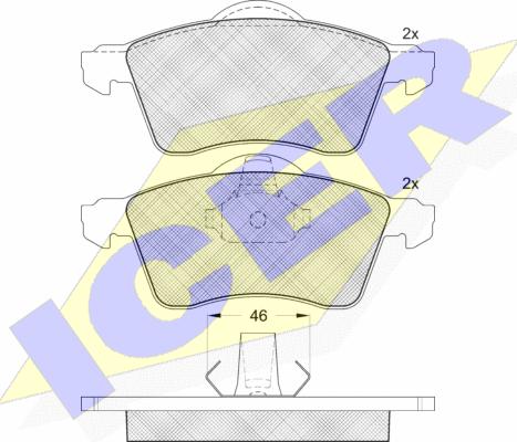 Icer 141166 - Kit de plaquettes de frein, frein à disque cwaw.fr