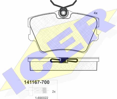 Icer 141167-700 - Kit de plaquettes de frein, frein à disque cwaw.fr