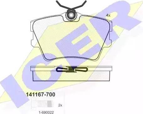 Icer 141167 - Kit de plaquettes de frein, frein à disque cwaw.fr