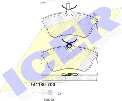 Icer 141180-700 - Kit de plaquettes de frein, frein à disque cwaw.fr