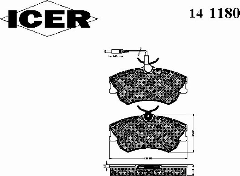 Icer 141180 - Kit de plaquettes de frein, frein à disque cwaw.fr