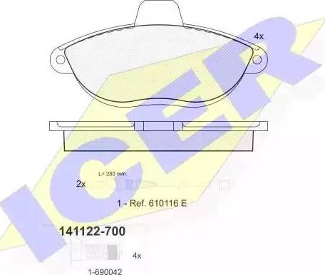 Icer 141122 - Kit de plaquettes de frein, frein à disque cwaw.fr