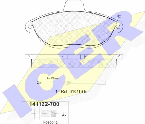 Icer 141122-700 - Kit de plaquettes de frein, frein à disque cwaw.fr