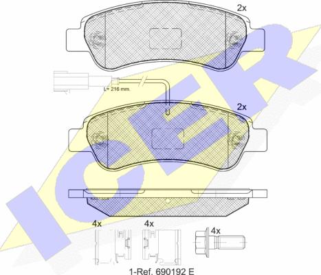 Icer 141804-203 - Kit de plaquettes de frein, frein à disque cwaw.fr