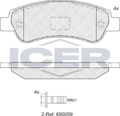 Icer 141804LM - Kit de plaquettes de frein, frein à disque cwaw.fr