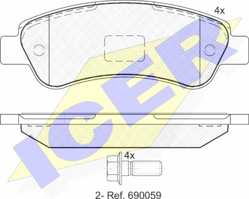 Icer 141804 - Kit de plaquettes de frein, frein à disque cwaw.fr