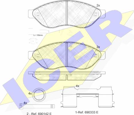 Icer 141803-203 - Kit de plaquettes de frein, frein à disque cwaw.fr