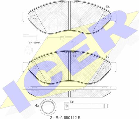 Icer 141803 - Kit de plaquettes de frein, frein à disque cwaw.fr