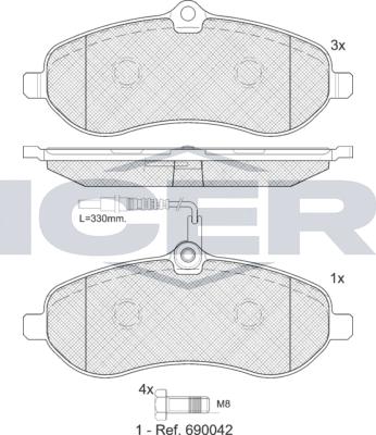 Icer 141802LM - Kit de plaquettes de frein, frein à disque cwaw.fr