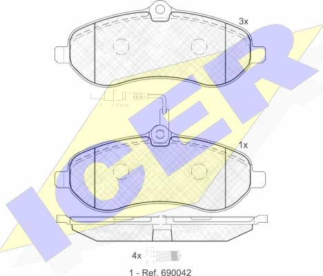 Icer 141802 - Kit de plaquettes de frein, frein à disque cwaw.fr