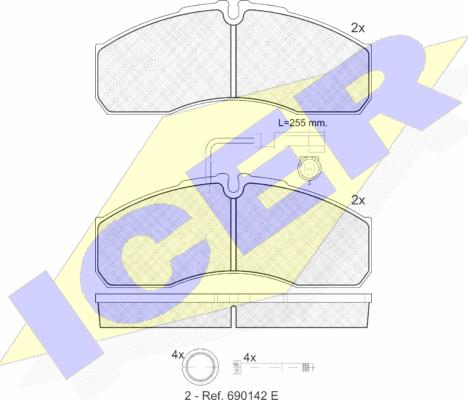 Icer 141889 - Kit de plaquettes de frein, frein à disque cwaw.fr