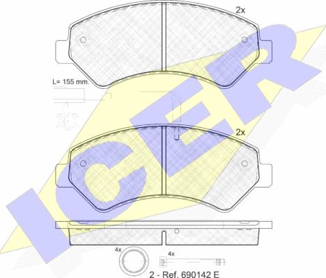 Icer 141836-203 - Kit de plaquettes de frein, frein à disque cwaw.fr