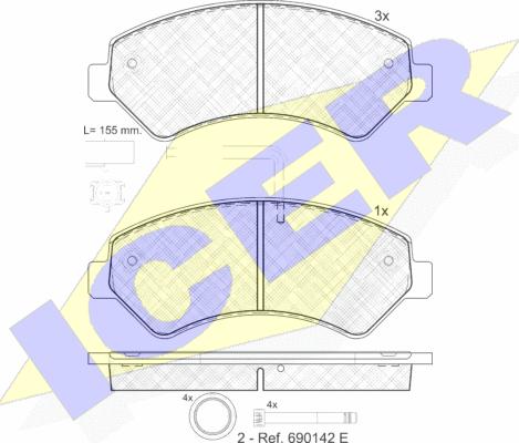 Icer 141836 - Kit de plaquettes de frein, frein à disque cwaw.fr