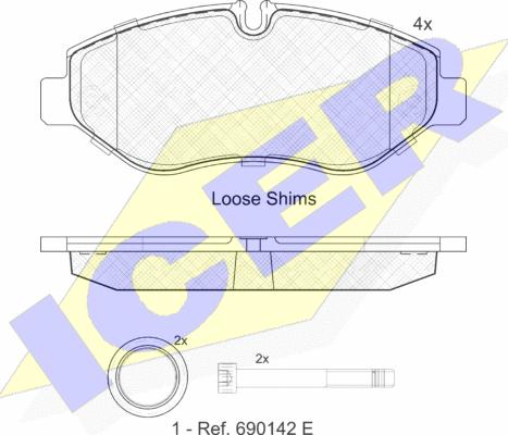 Icer 141832 - Kit de plaquettes de frein, frein à disque cwaw.fr