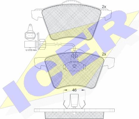 Icer 141350 - Kit de plaquettes de frein, frein à disque cwaw.fr