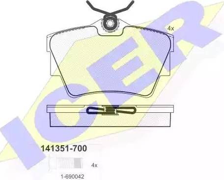 Icer 141351 - Kit de plaquettes de frein, frein à disque cwaw.fr