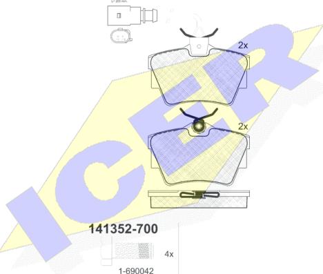 Icer 141352-700 - Kit de plaquettes de frein, frein à disque cwaw.fr