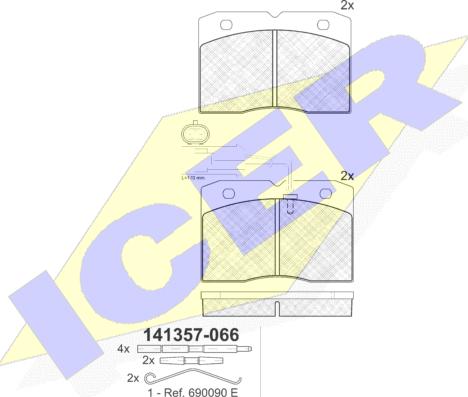 Icer 141357 - Kit de plaquettes de frein, frein à disque cwaw.fr