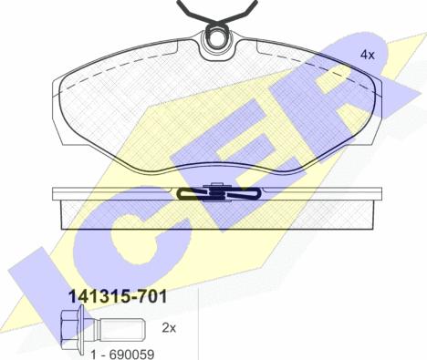 Icer 141315-701 - Kit de plaquettes de frein, frein à disque cwaw.fr