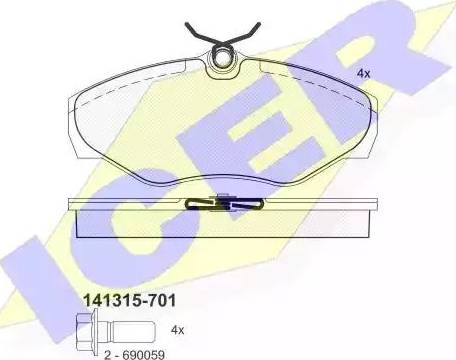 Icer 141315 - Kit de plaquettes de frein, frein à disque cwaw.fr