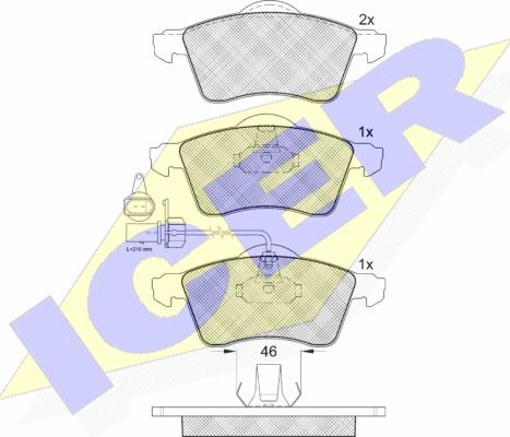 Icer 141320 - Kit de plaquettes de frein, frein à disque cwaw.fr