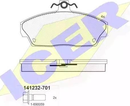 Icer 141232 - Kit de plaquettes de frein, frein à disque cwaw.fr