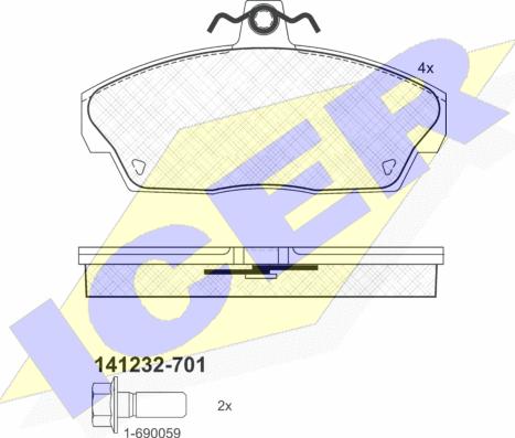 Icer 141232-701 - Kit de plaquettes de frein, frein à disque cwaw.fr