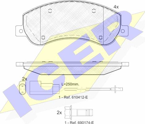 Icer 141793 - Kit de plaquettes de frein, frein à disque cwaw.fr