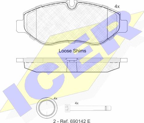 Icer 141786 - Kit de plaquettes de frein, frein à disque cwaw.fr