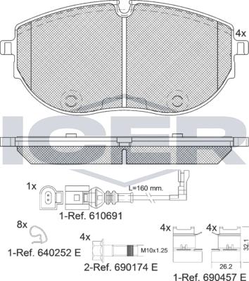 Icer 142401 - Kit de plaquettes de frein, frein à disque cwaw.fr