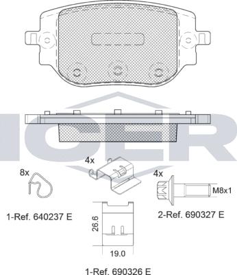 Icer 142415 - Kit de plaquettes de frein, frein à disque cwaw.fr