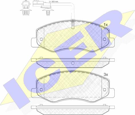 Icer 142000 - Kit de plaquettes de frein, frein à disque cwaw.fr