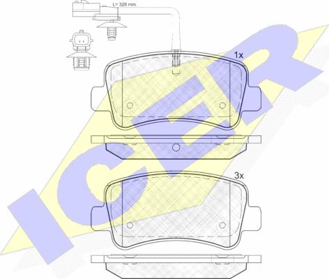 Icer 142001 - Kit de plaquettes de frein, frein à disque cwaw.fr