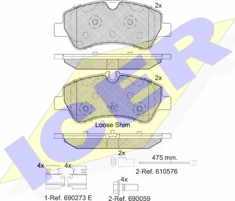 Icer 142116-203 - Kit de plaquettes de frein, frein à disque cwaw.fr