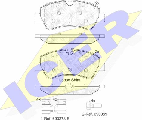 Icer 142116 - Kit de plaquettes de frein, frein à disque cwaw.fr