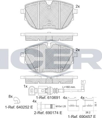 Icer 142399 - Kit de plaquettes de frein, frein à disque cwaw.fr