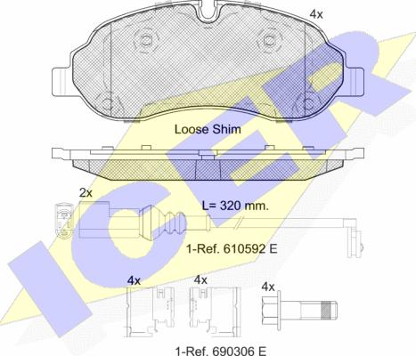 Icer 142217 - Kit de plaquettes de frein, frein à disque cwaw.fr