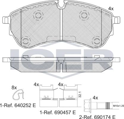 Icer LM2284 - Kit de plaquettes de frein, frein à disque cwaw.fr