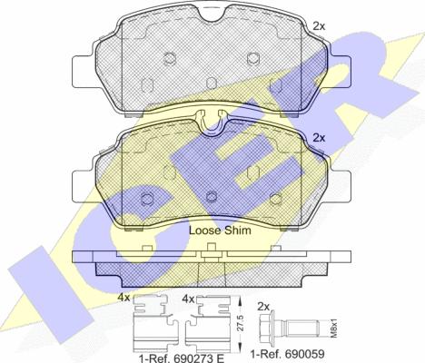 Icer 142224 - Kit de plaquettes de frein, frein à disque cwaw.fr