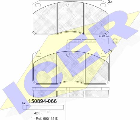 Icer 150894-066 - Kit de plaquettes de frein, frein à disque cwaw.fr