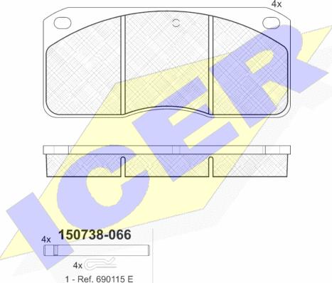 Icer 150738 - Kit de plaquettes de frein, frein à disque cwaw.fr