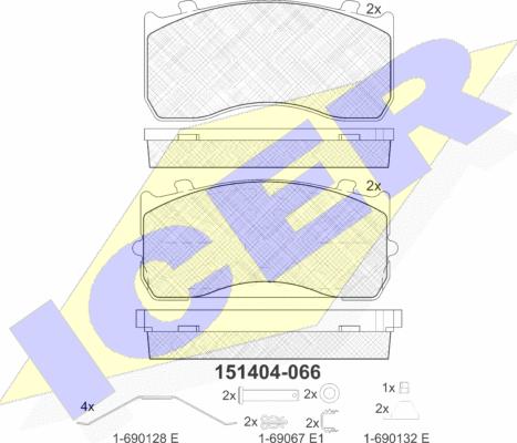 Icer 151404 - Kit de plaquettes de frein, frein à disque cwaw.fr