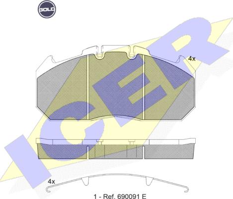 Icer 151405 G - Kit de plaquettes de frein, frein à disque cwaw.fr