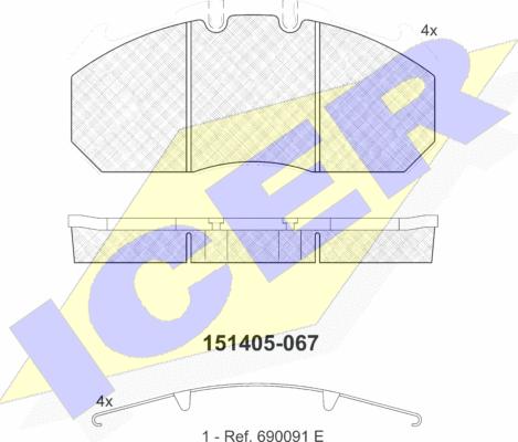 Icer 151405 - Kit de plaquettes de frein, frein à disque cwaw.fr