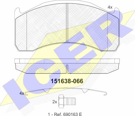 Icer 151638-066 - Kit de plaquettes de frein, frein à disque cwaw.fr